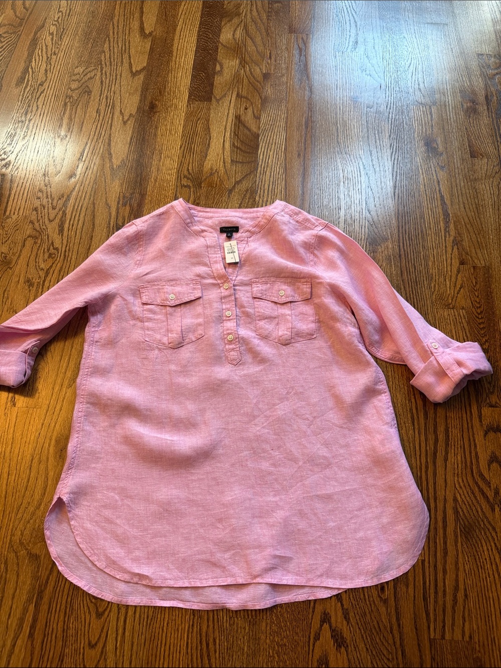 Talbots Pink Linen Tunic Shirt
